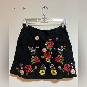 Top shop flower embroidered mini skirt size 6